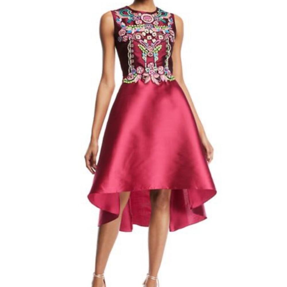 Marchesa Notte Sleeveless Embellished Mikado Cocktail Dress sz 10